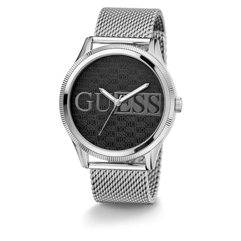 Reloj Guessde hombre Reputation color plata con carátula negra