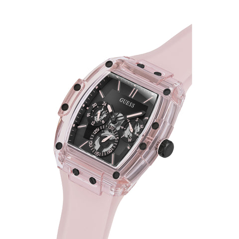 Reloj Guess Phoenix color rosa con carátula negra