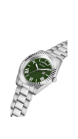 Reloj Guess de hombre  Connoisseur color plata con carátula verde