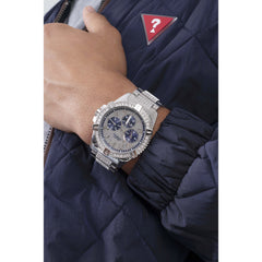 Reloj Guess de hombre Frontier color plata con correa doble Azul