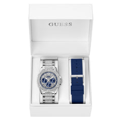 Reloj Guess de hombre Frontier color plata con correa doble Azul