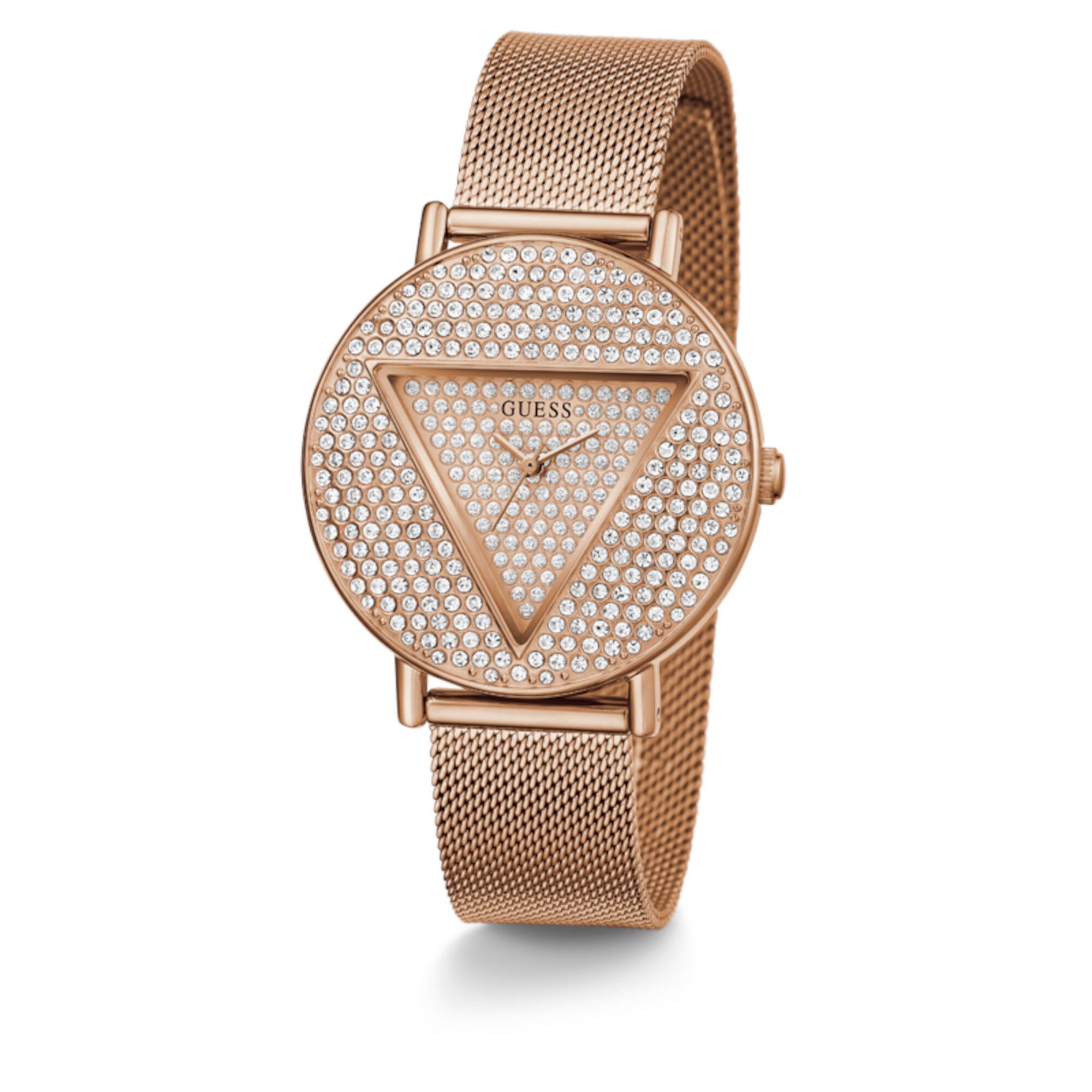 Reloj de Dama + aretes Guess oro rosa con aplicaciones de cristal