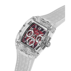 Reloj Guess de hombre Phoenix transparente con carátula vino