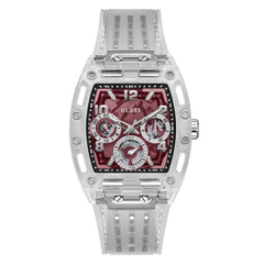 Reloj Guess de hombre Phoenix transparente con carátula vino