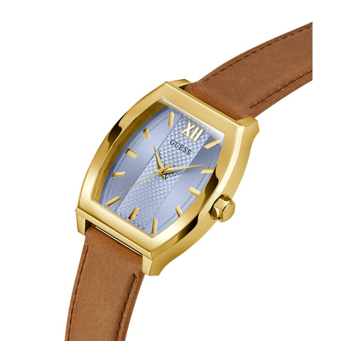 Reloj Guess de hombre Punctual color café con carátula azul