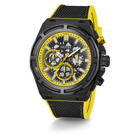 Reloj Guessde hombre Masterpiece color negro con amarillo