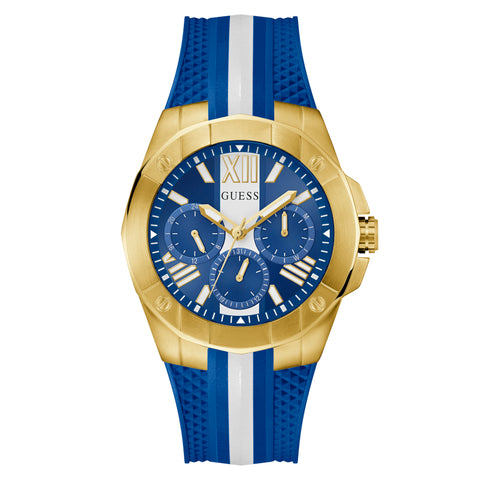 Reloj Guessde hombre Vette color azul con bisel dorado