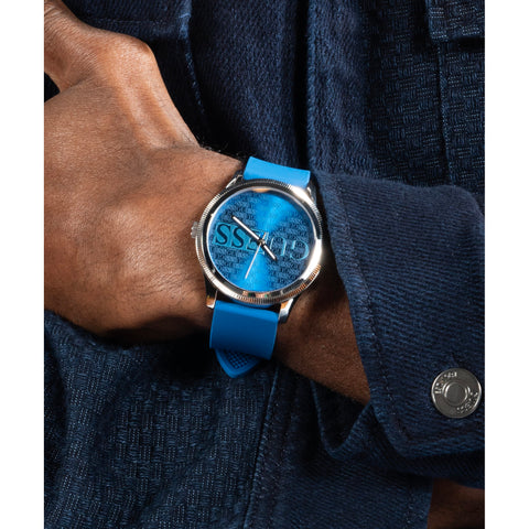 Reloj Guessde hombre Reputation color azul con bisel plateado