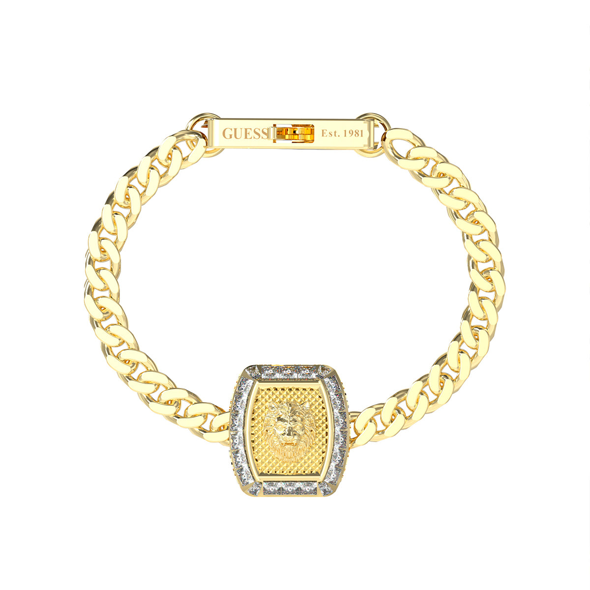 Brazalete Guess para Caballero Lion King color dorado