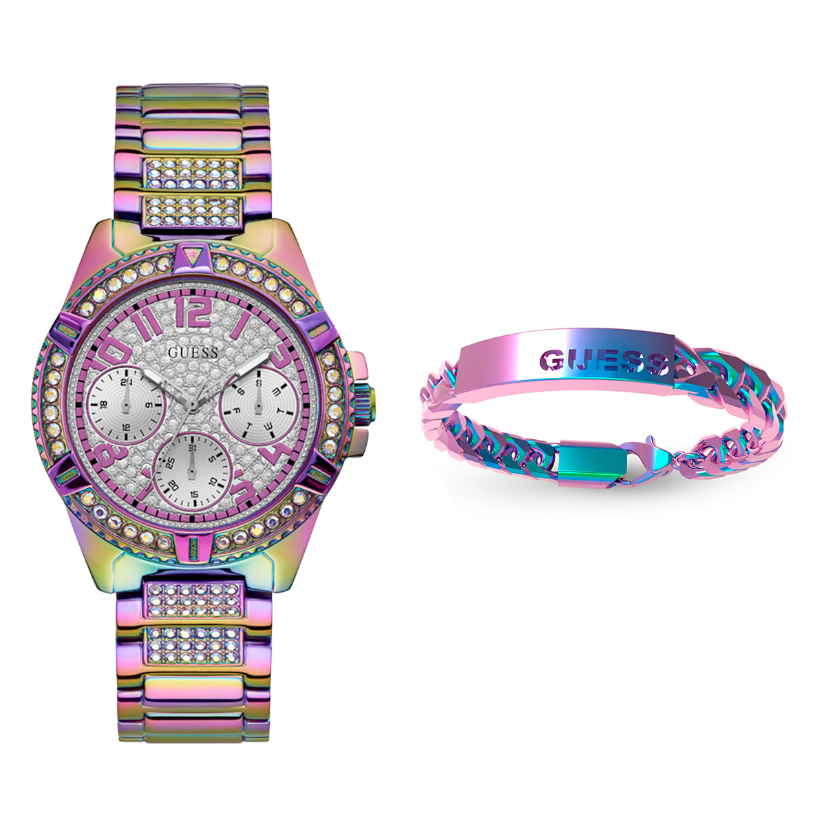 Kit Reloj y Pulsera Mujer Guess púrpura