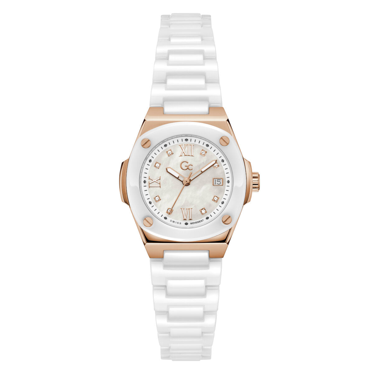 Reloj Guessde Mujer Gc Coussin Shape Mini color blanco